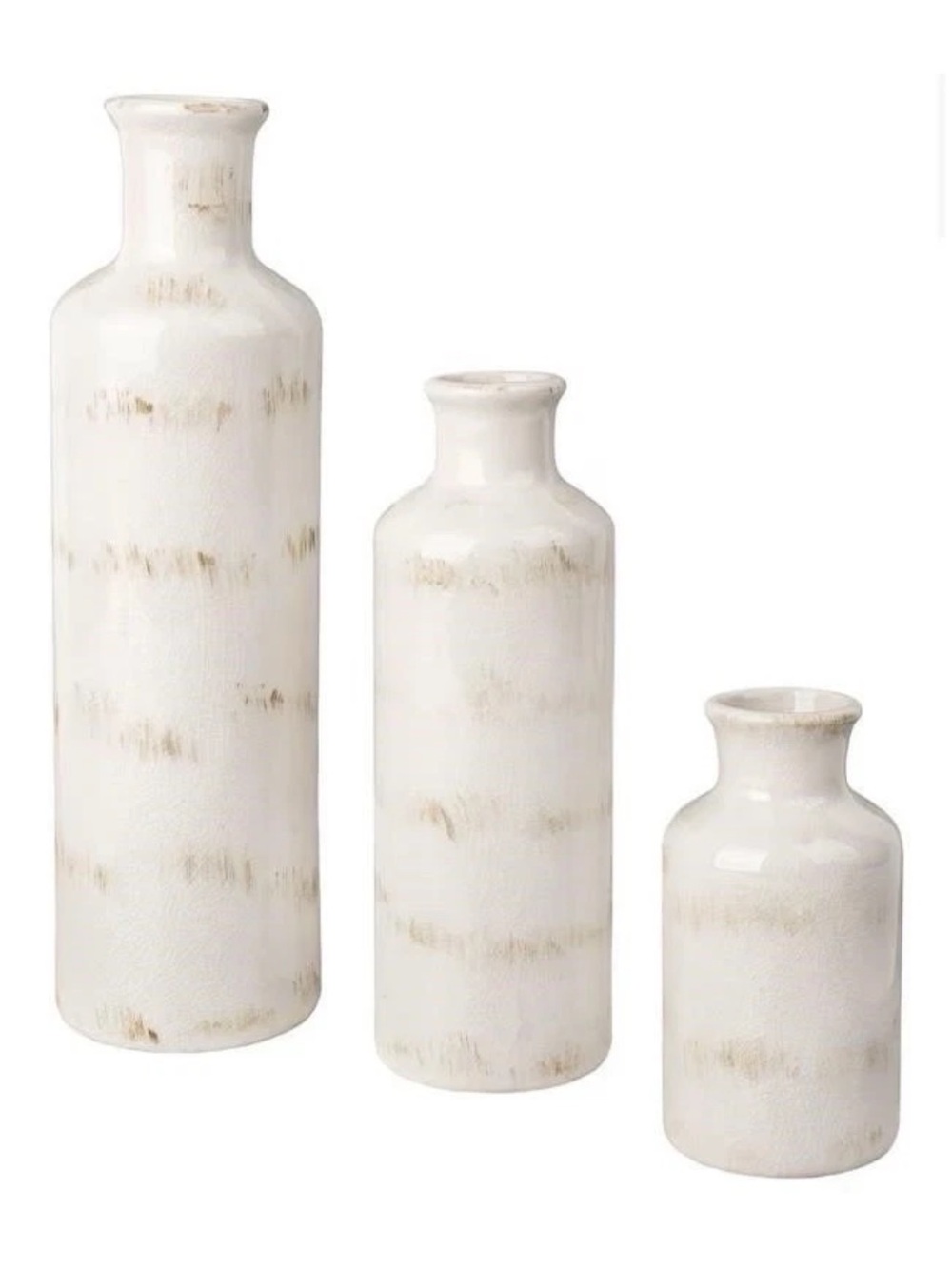 NIB Komely Small Ceramic Vase Set of 3 crackle glaze Boho Natural Decor new